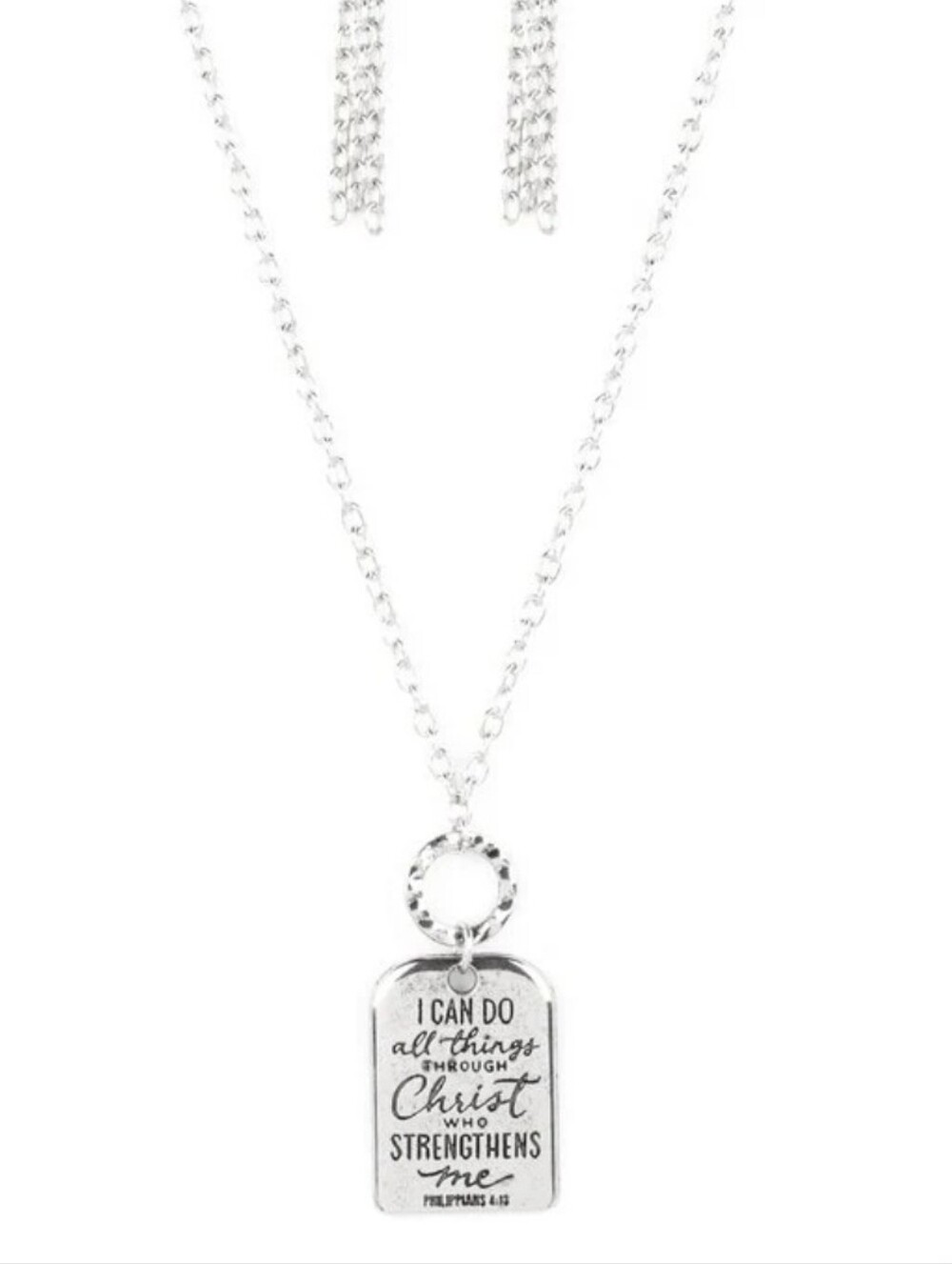 Silver Inspirational Tag Necklace